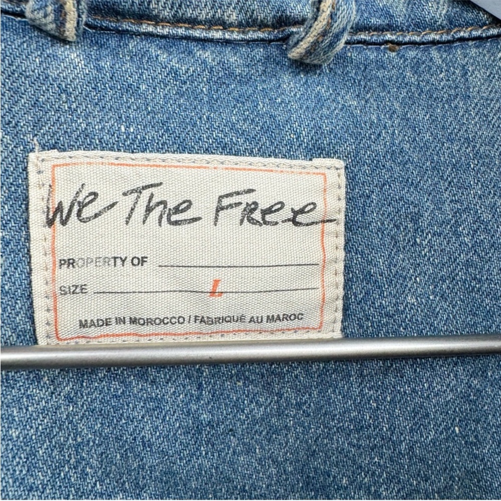 Free People Oversized Acid Wash Blue Denim Jacket - Picture 4 of 5